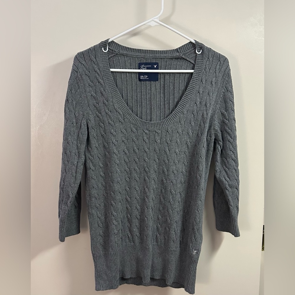 COPY - American Eagle Outfitters Grey Cable knit sweater.